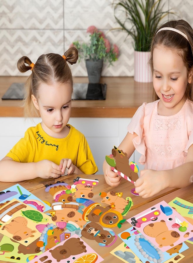 CY2SIDE Capybara Face Stickers Sheets - 64PCS Cute Cartoon Animal Make a Face Stickers Games for Kids School Reward Make Your Own Funny Animal Valentine Party Favors DIY Kawaii Capybara Theme Activity - Image 4